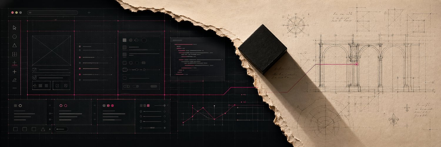 Paul Bakaus’s X header showing interface diagrams meeting architectural sketches